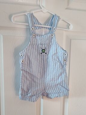 Source Unknown Light Blue and White Striped Overalls